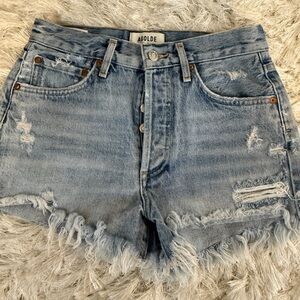 Agolde Light Blue Denim Shorts